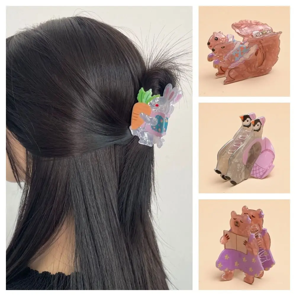 

Fashion Animals Cute Rabbit Hair Grab Penguin Exquisite Cartoon Hair Claw Squirrel Geometry Hairpin Daily