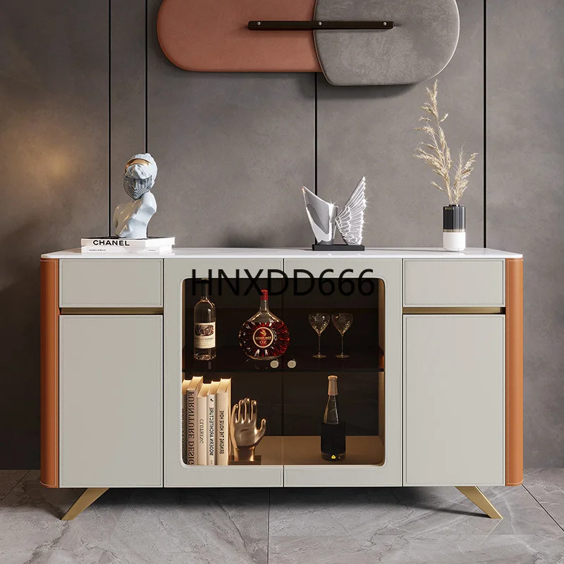 

Light luxury saddle leather dining side cabinet Small apartment wall locker