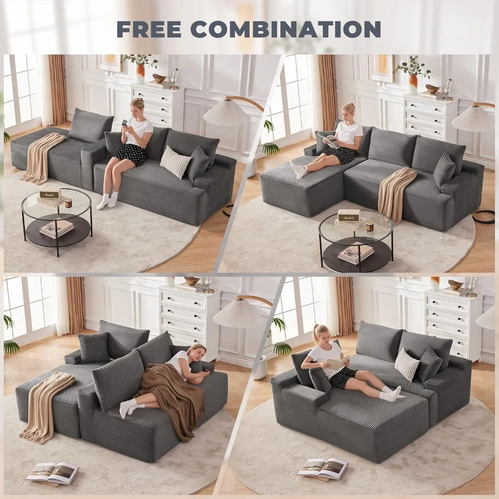 Cloud Sectional Couch, Boneless Sofa for Living Room, Modular Sectional Sofa with Deep Seat, Fluffy Comfy Couch image 3