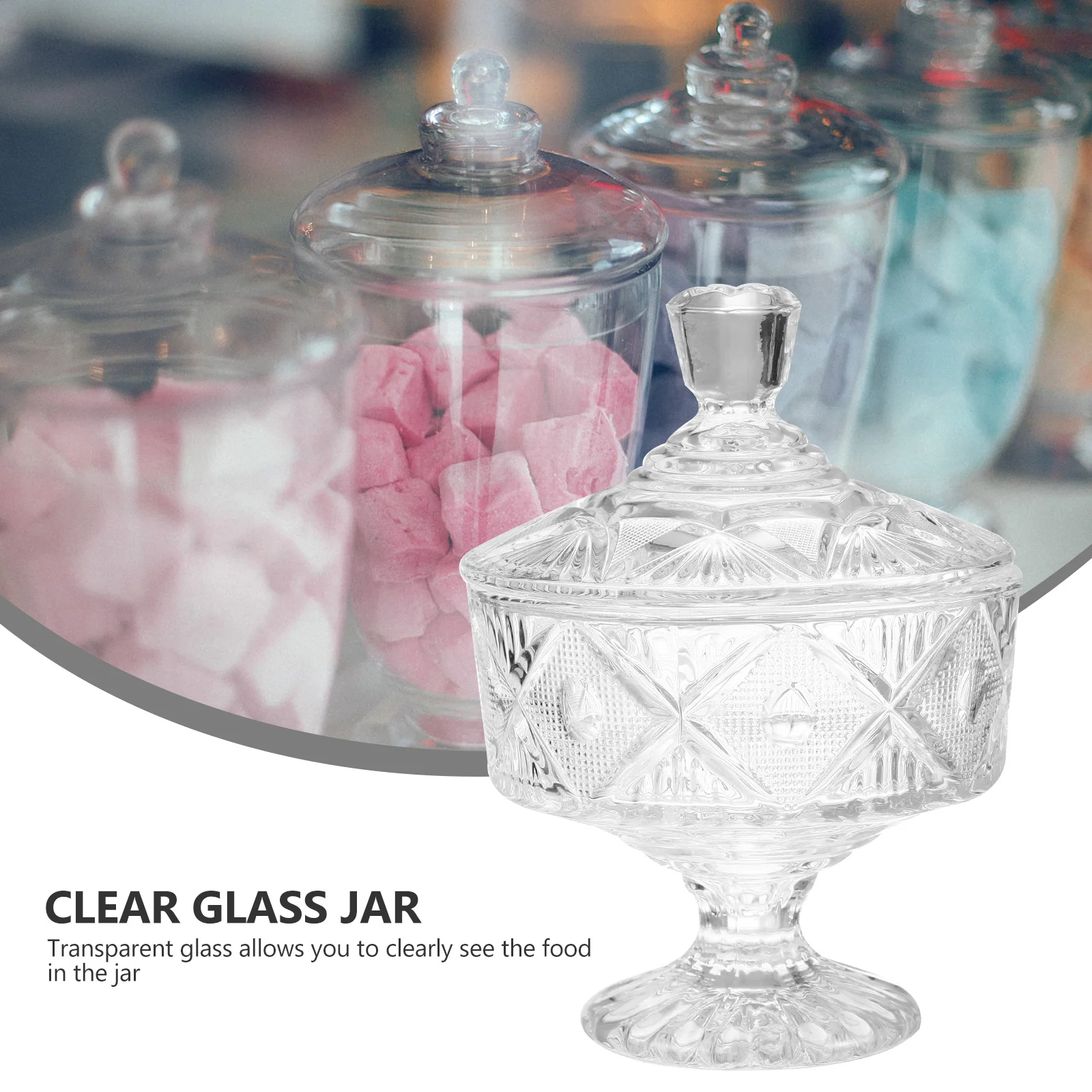 

1Pcs Transparent Snack Jar Glass Candy Canister for Storing Chocolate Dried Fruit Nuts Birthday Party Favors Housewarming Gift