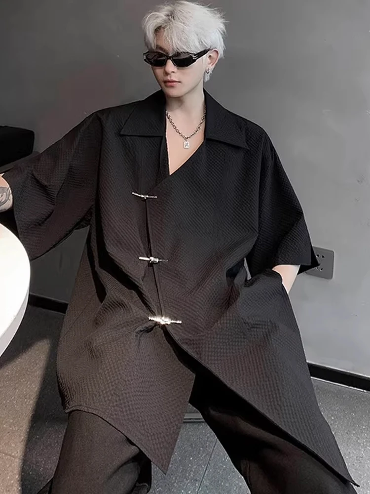 

New Chinese Sle Men's irt Pad oulder ort Sve High End Sensation Small ence Design National Sle Zhongan Coat