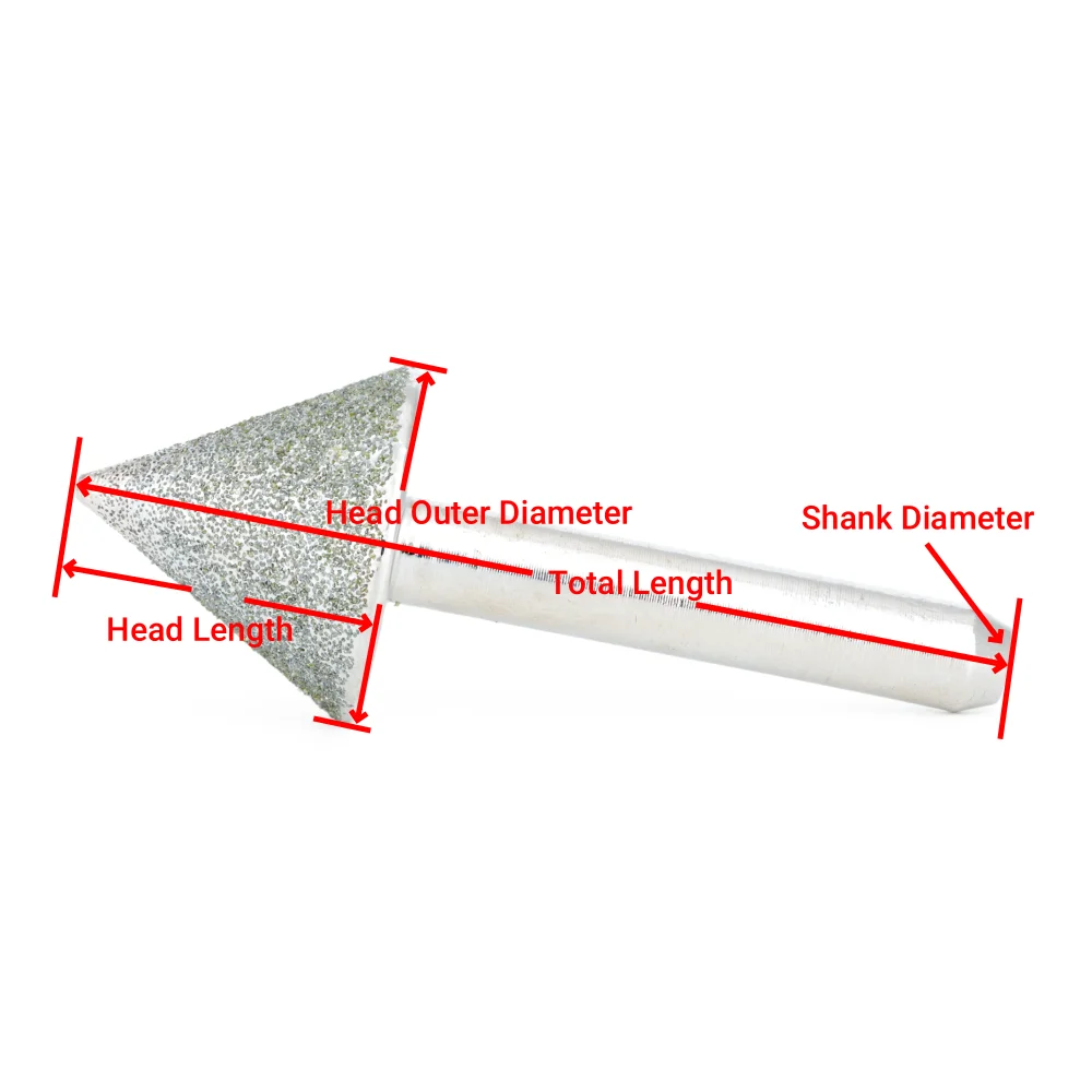 20-25mm 60 Degrees Diamond Tapered Grinding Head Chamfer Hole Rotary Burrs Bits Stone Abrasive Carving Tools 80 Grit ILOVETOOL