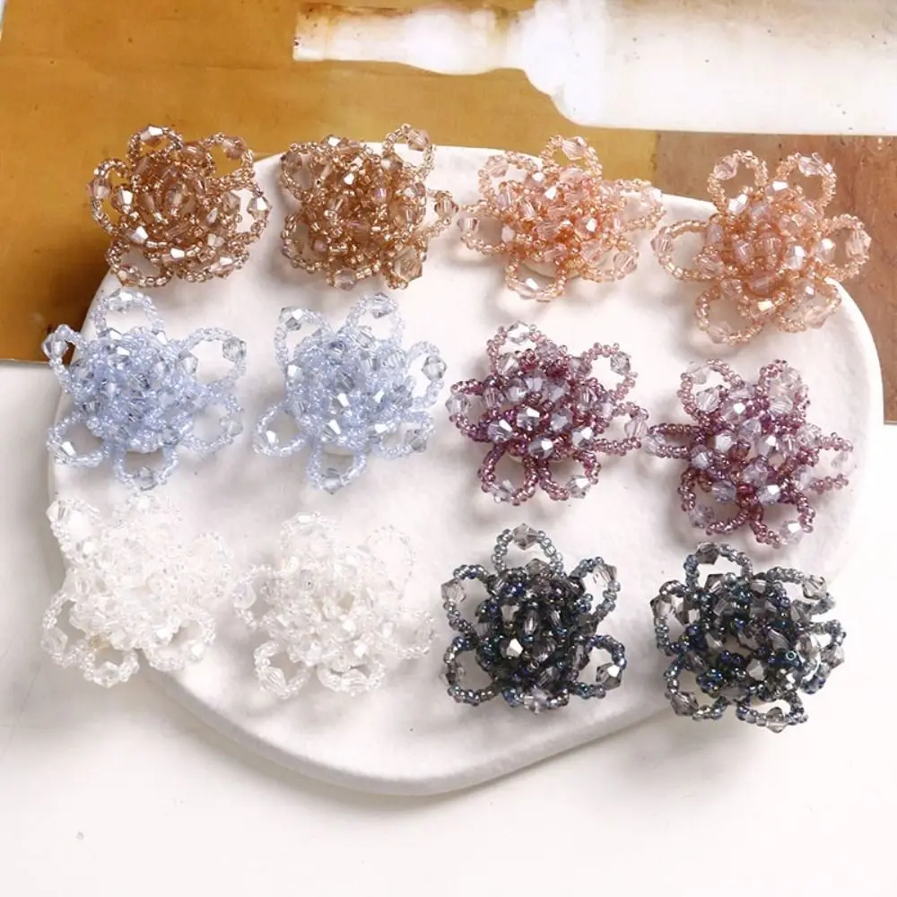 Double Layer Beaded Flower Charms Petal Blossom Design Handwoven Beaded DIY Shoe Decoration Sequins Embellished
