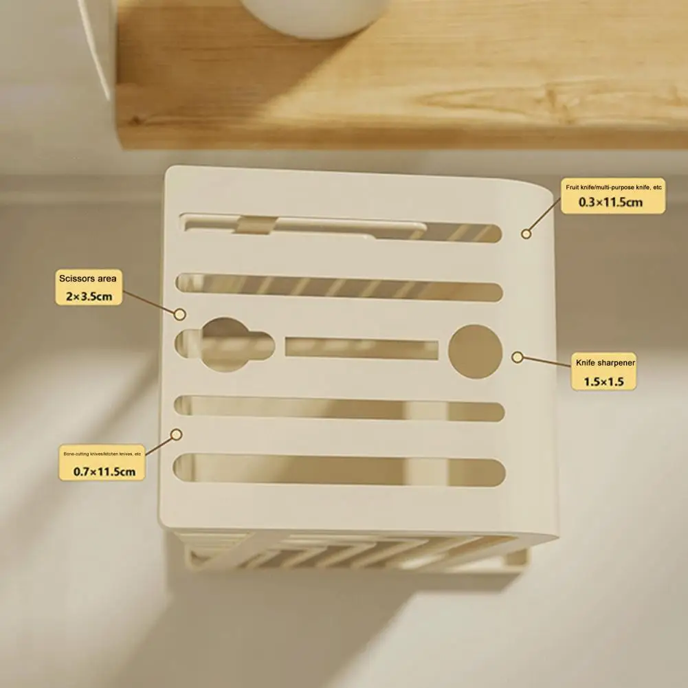 Moisture-proof Knife Organizer Ventilated Knife Holder Metal Knife Block with Stable Base Multiple Compartment Kitchen Organizer