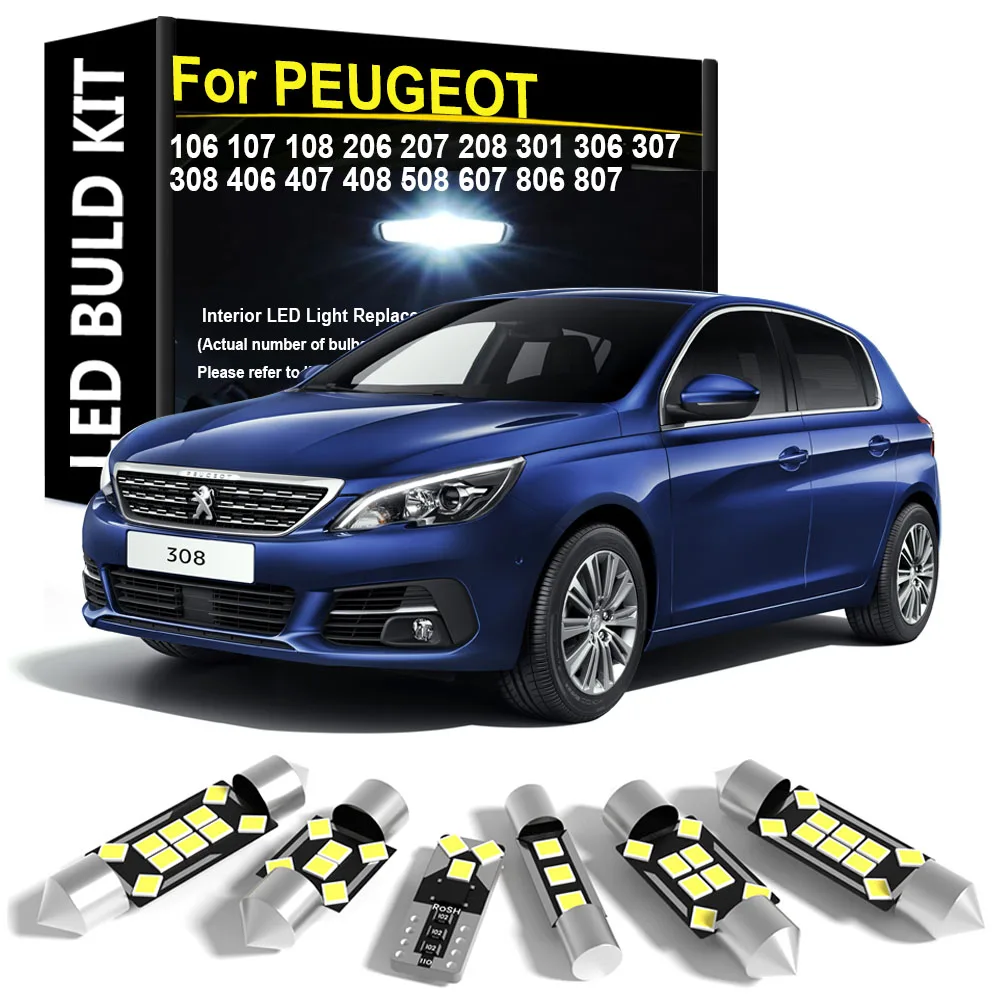 

Светодиодный внутренний светильник автомобиля для PEUGEOT 106 107 108 206 207 208 301 306 307 308 406 407 408 508 607 806 807 SW CC Хэтчбек Canbus