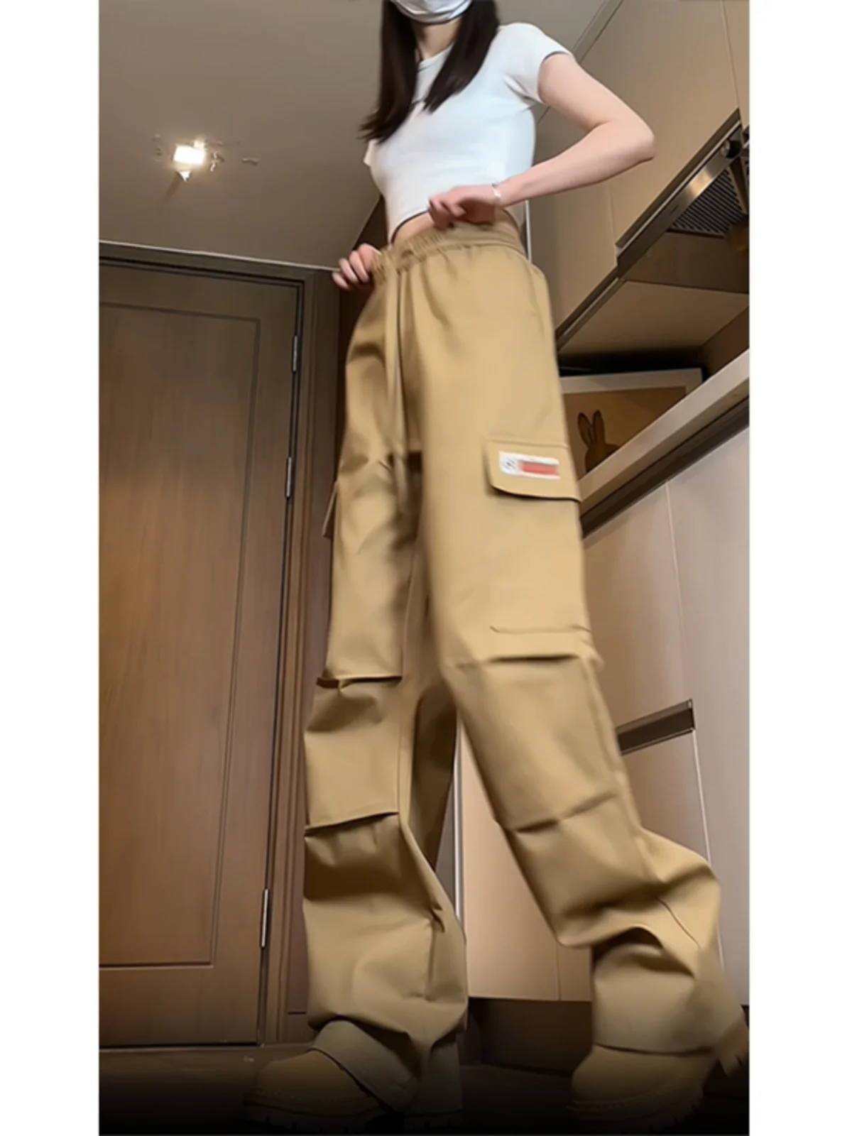 

Ретро-брюки цвета хаки в рабочем стиле, прямые, повседневные, модные, в стиле хип-хоп, уличные, весенне-осенние, молодежные, свободного кроя, длинные брюки