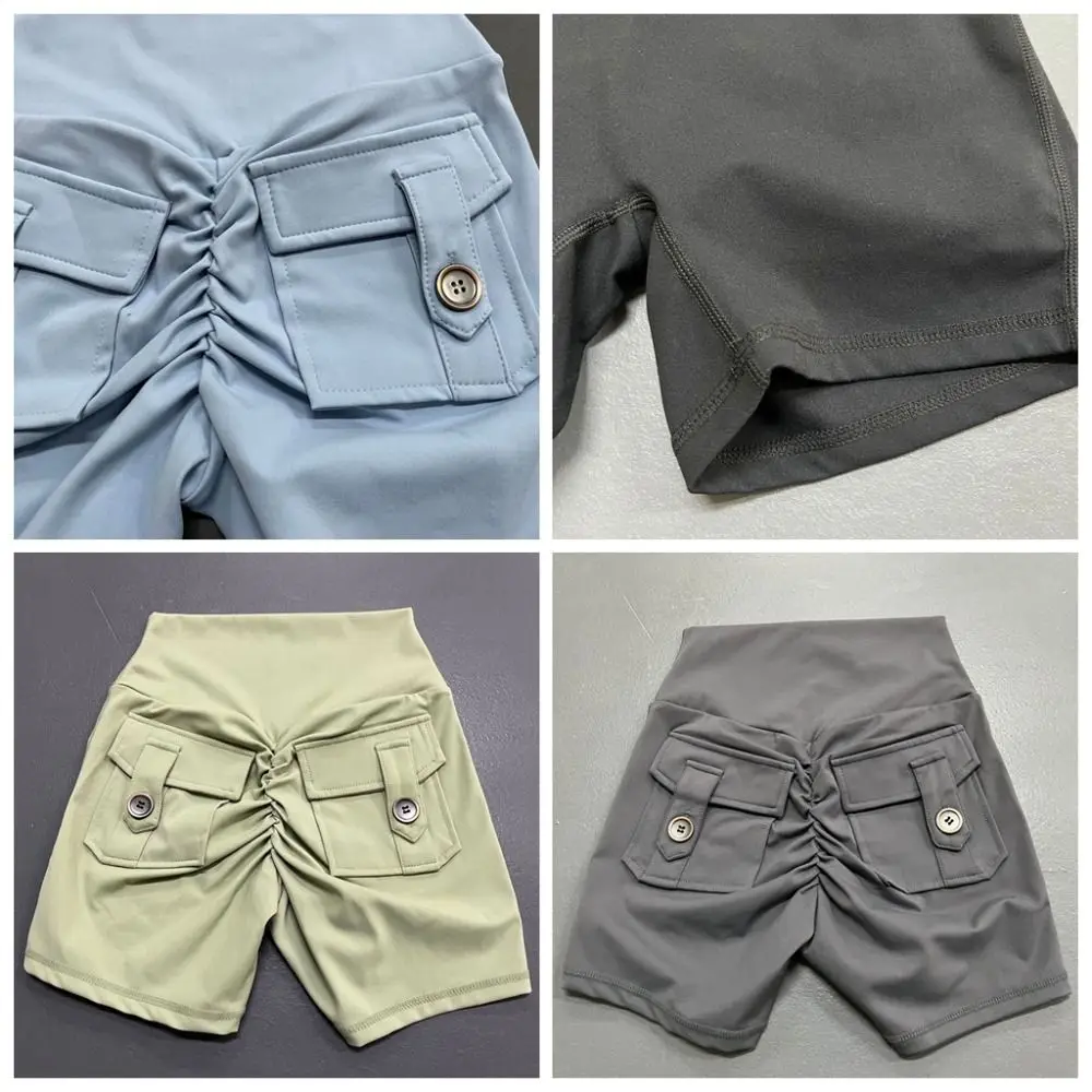 شورت رياضي عالي الخصر بجيب يسمح بالتهوية شورت الورك الخوخي مع جيب للأرداف شورت يوجا للنساء للجري #1