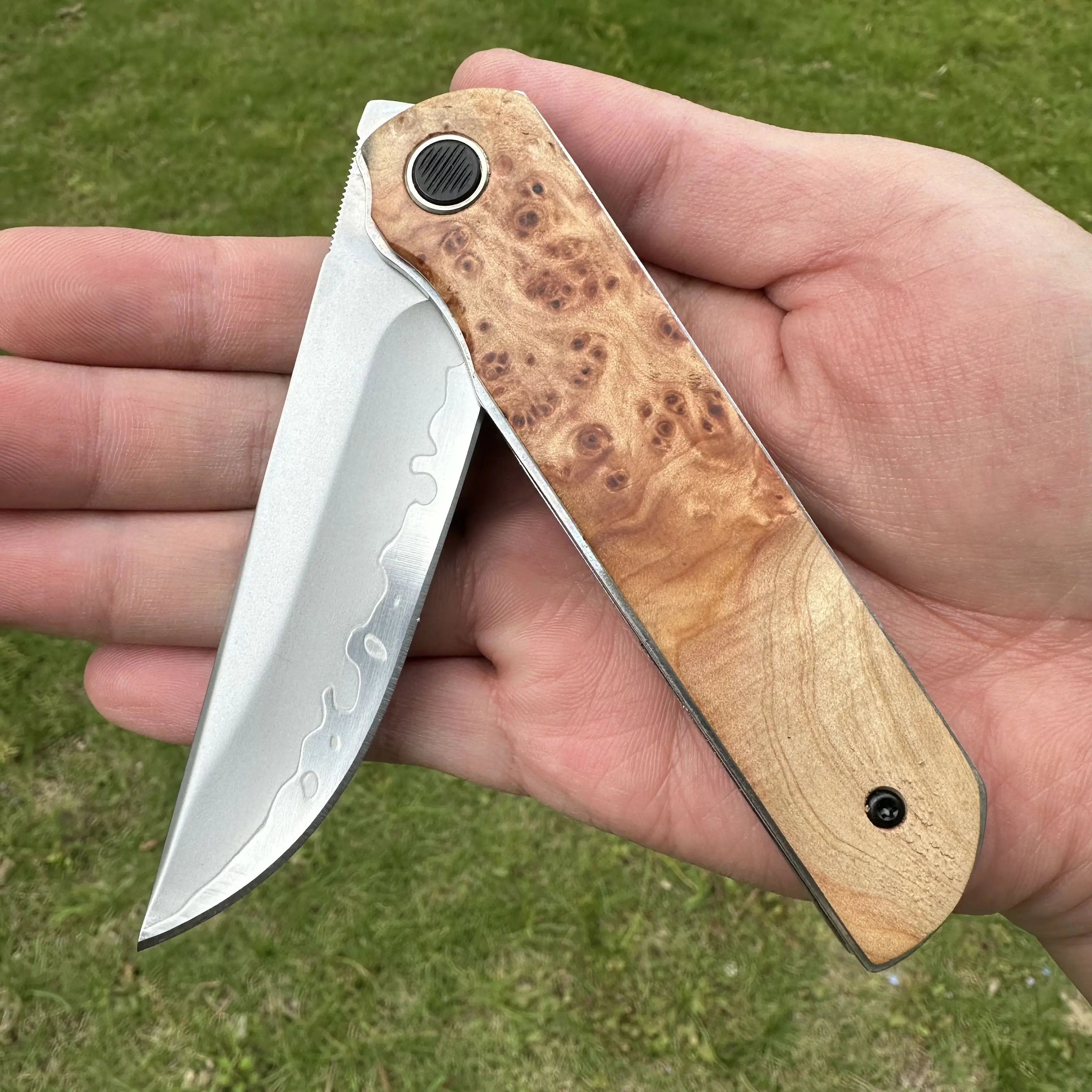 Topwell Handmade SKD-11 Steel Blade Pocket EDC Knife Cliff Cypress Wood Handle Smooth Opening Outdoor Collection Gift For Men
