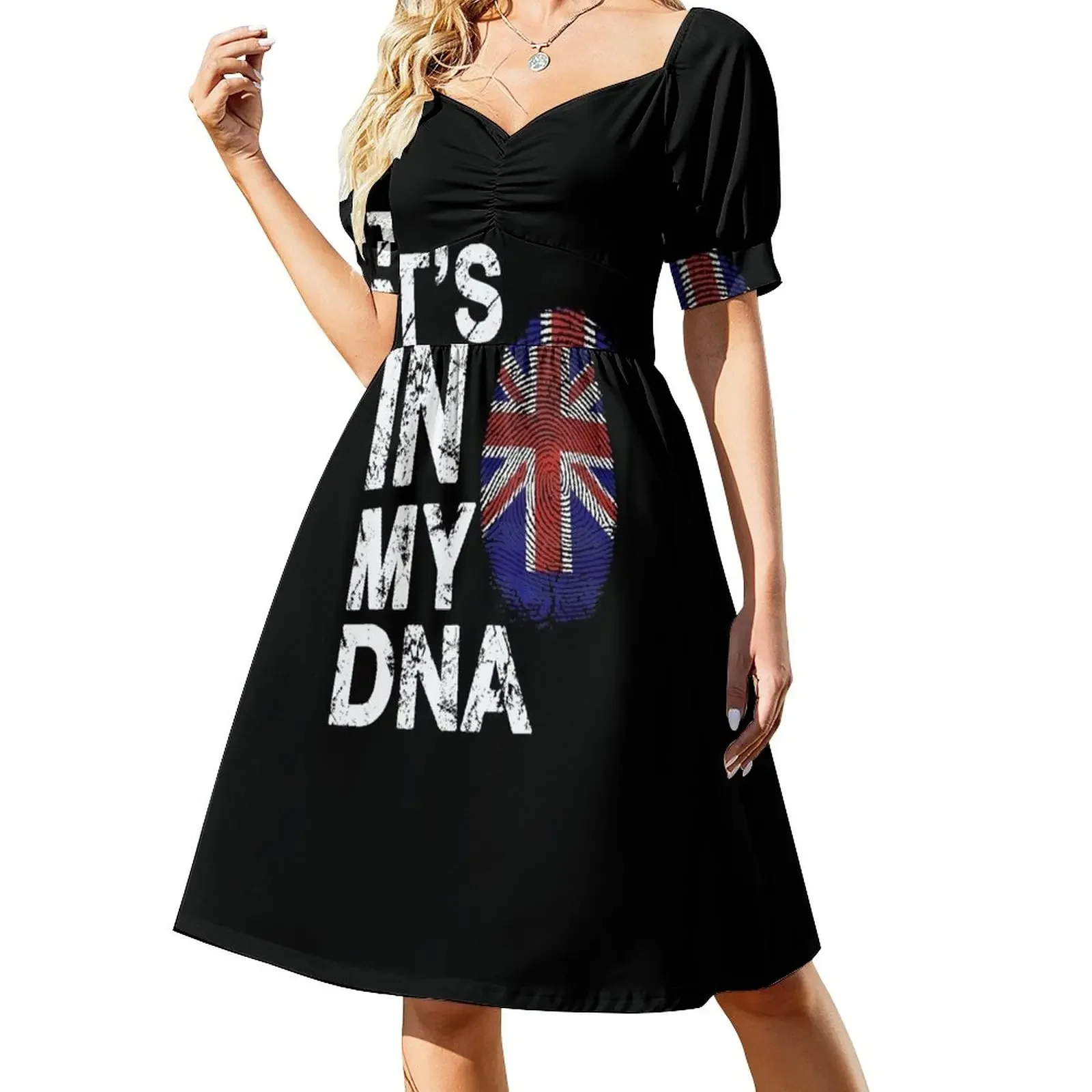 IT'S IN MY DNA British Flag England UK Britain Union Jack T-Shirt Short-Sleeved Dress woman dress Woman fashion