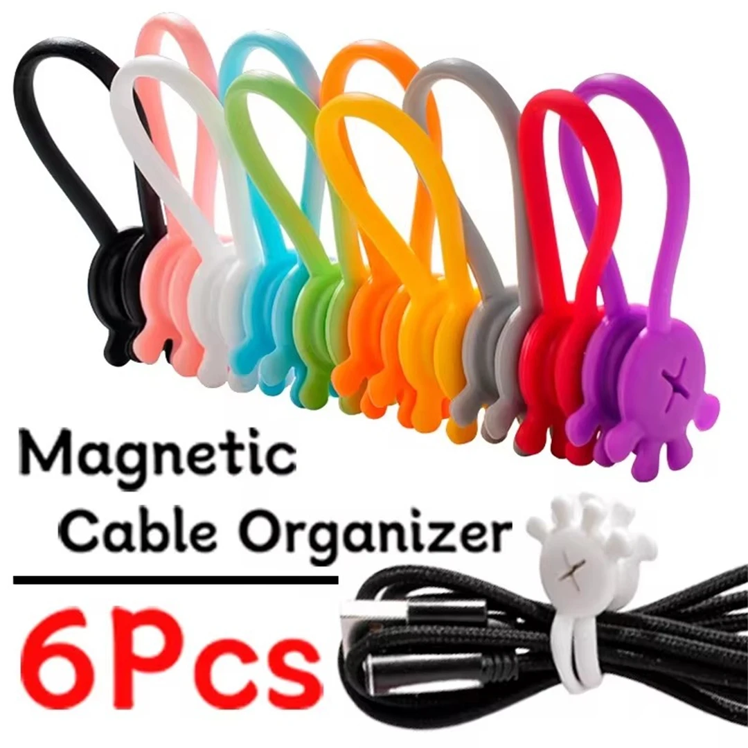 

Reusable Silicone Magnetic Cable Ties, Phone Cord Clips, Earphone Organizer, USB Charger, Wire Management, 1Pcs, 6Pcs