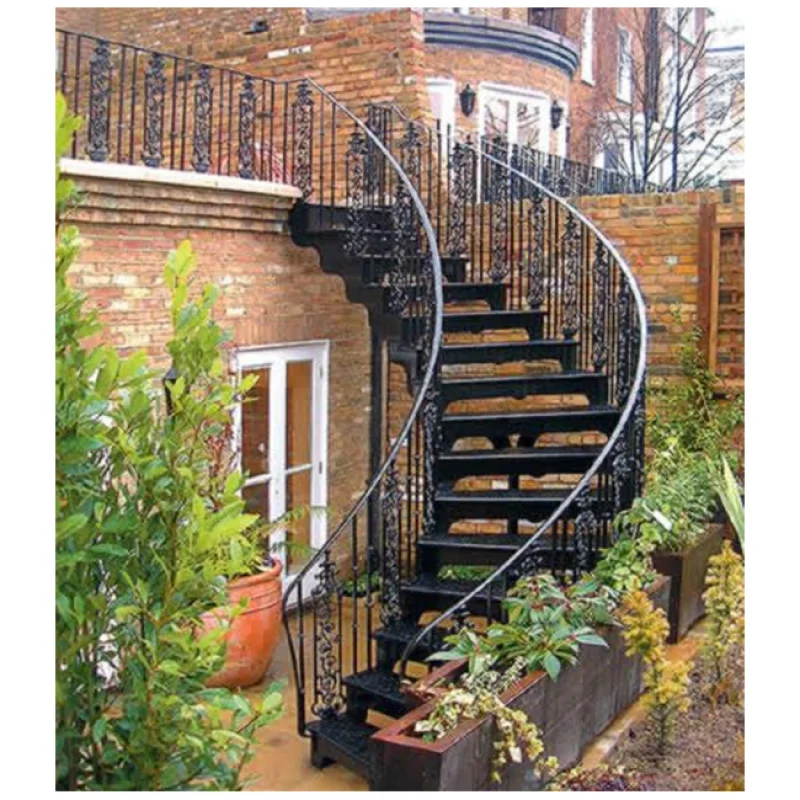 10 0.Zhang.Custom.Outdoor Build Metal Stairs Wrought Iron Rotate Stair Stainless Steel Staircase