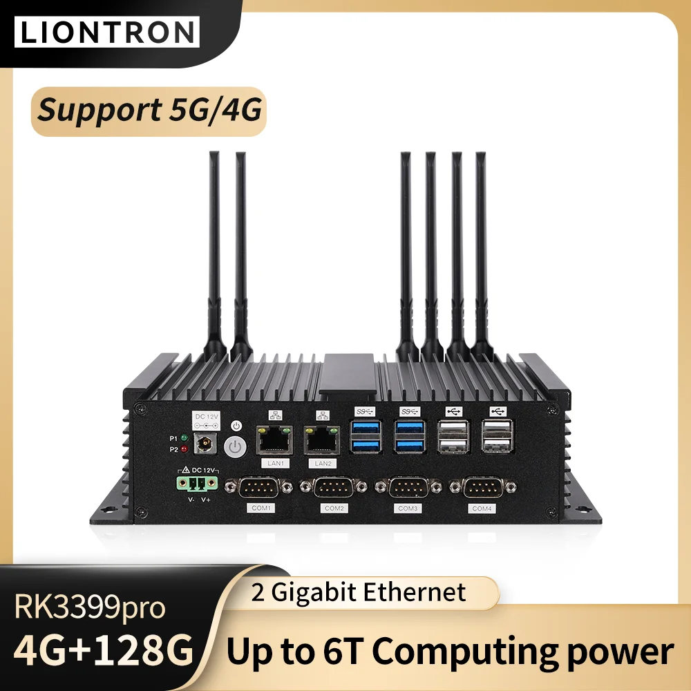 Liontron-Mini PC Industriel B500 5G, Ordinateur IOT Intégré Rockchip, Touriste, HDMI2.0, 1.8GHz, 2 Gigabit Ethernet, RS232, RS485, GPIO, DDR4