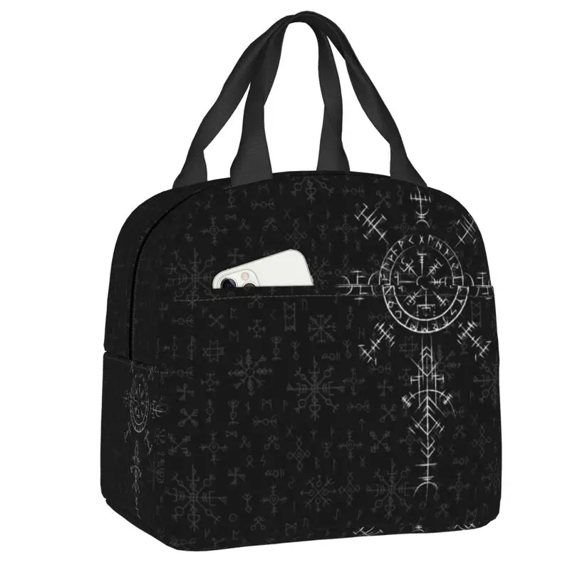 Lucky Charm Viking Compass Vegvisir Insulated Lunch Bag for Work School Vikings Valhalla Leakproof Cooler Thermal Bento Box Kids