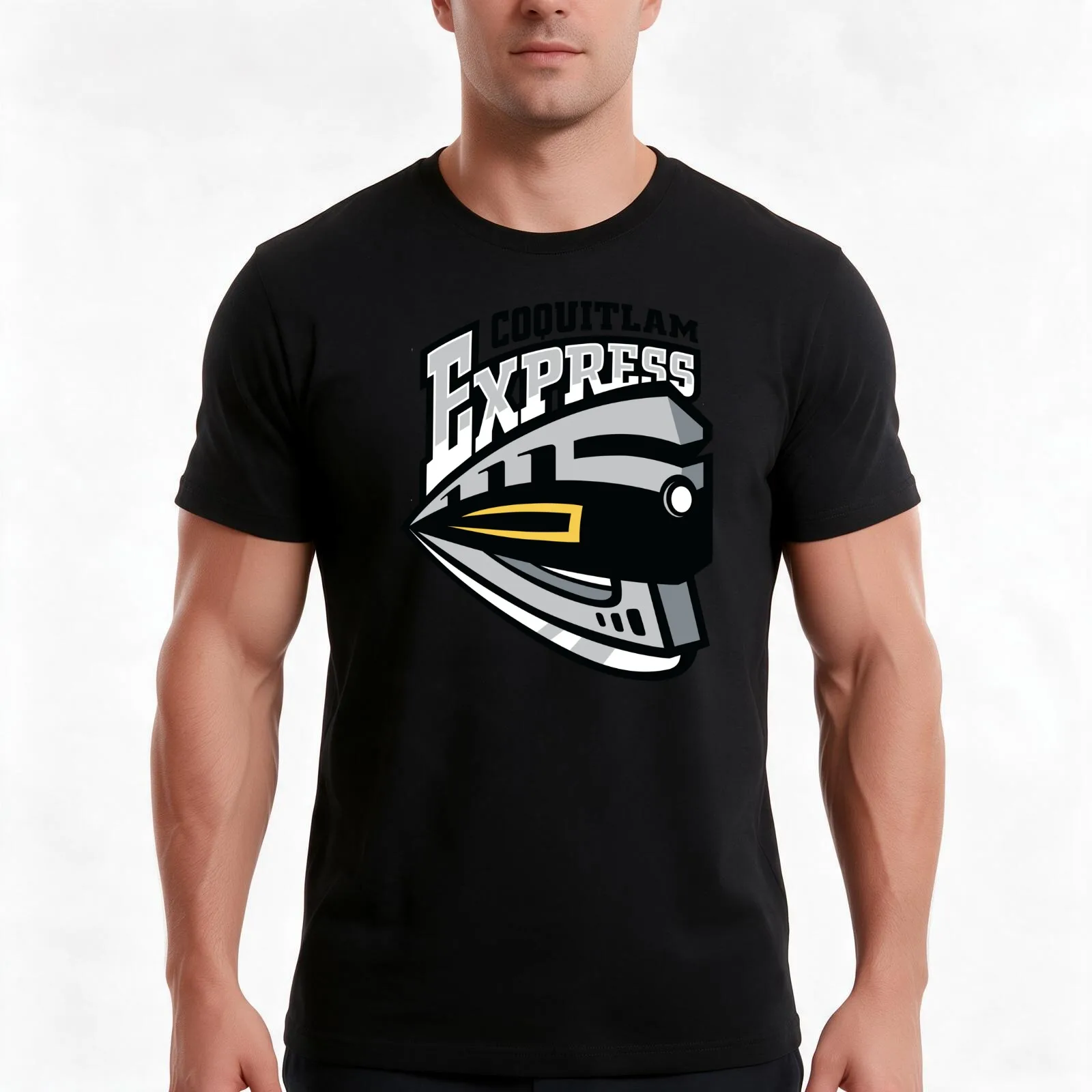 Coquitlam Express T-Shirt, Summer Casual Cotton Tee, Oversized Streetwear Tops, Vintage Graphic Print, Loose Fit Short Sleeve