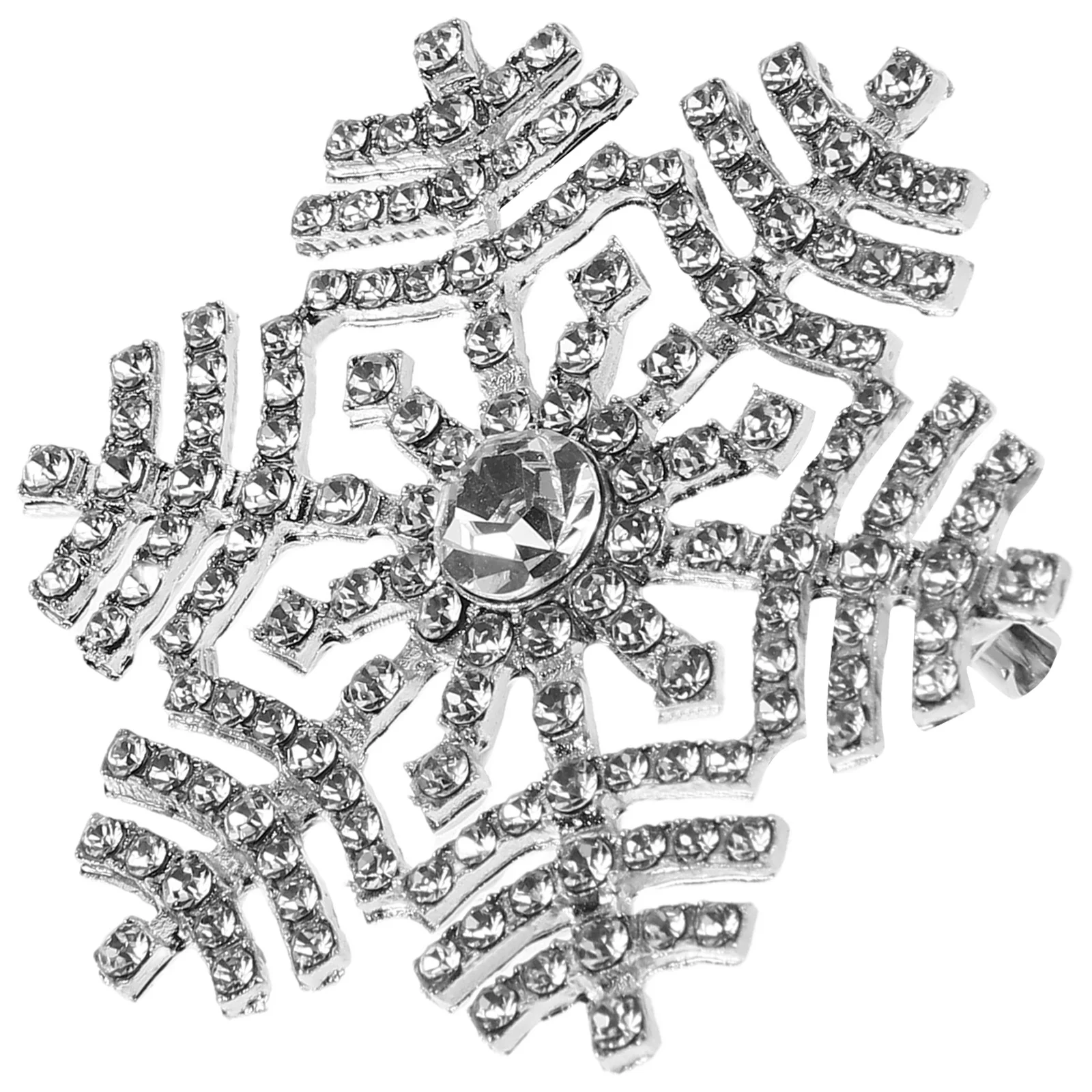 

Exquisite Rhinestone Snowflake Brooch Silver Tone Fashion Accessory for Women Wedding Hat Pin Snowflake Brooch