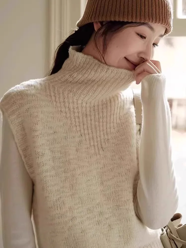 

Faionable Knitted High Collar Svel Vest Commute Women's Clothing Pure Color Other Material 2025 Spring Season