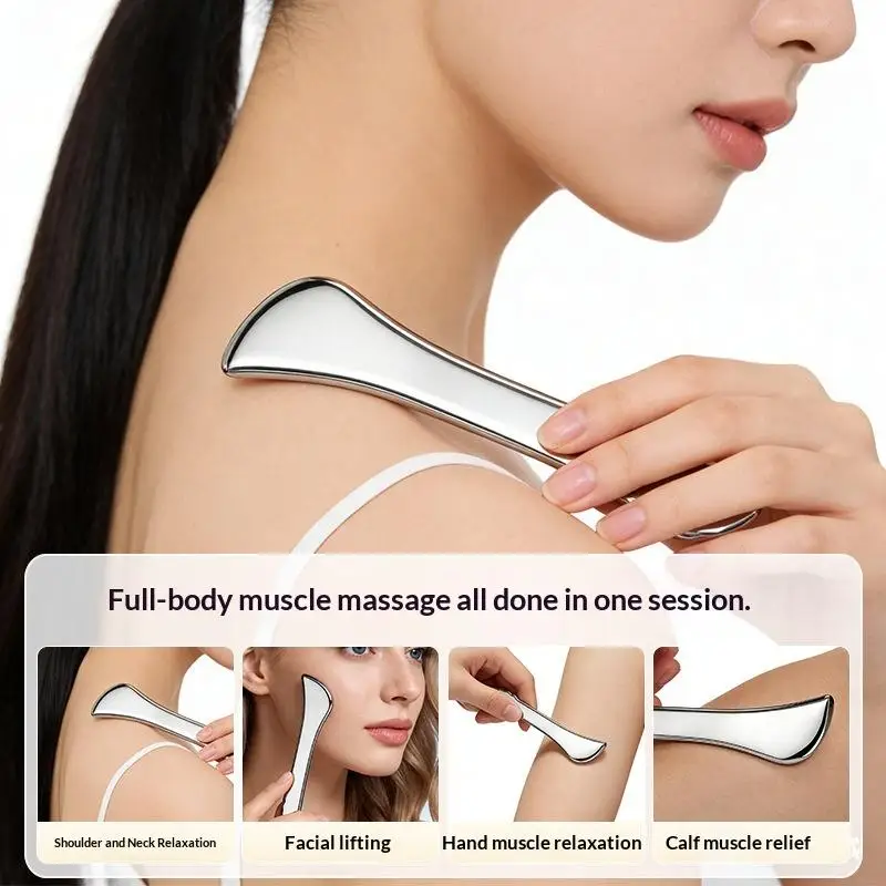 1Pcs Metal Guasha Scraping Tool Stainless Steel Gua Sha Bar Muscle Scraper Stick For Deep Tissue/Fascia/Face/Scar For Body Plan
