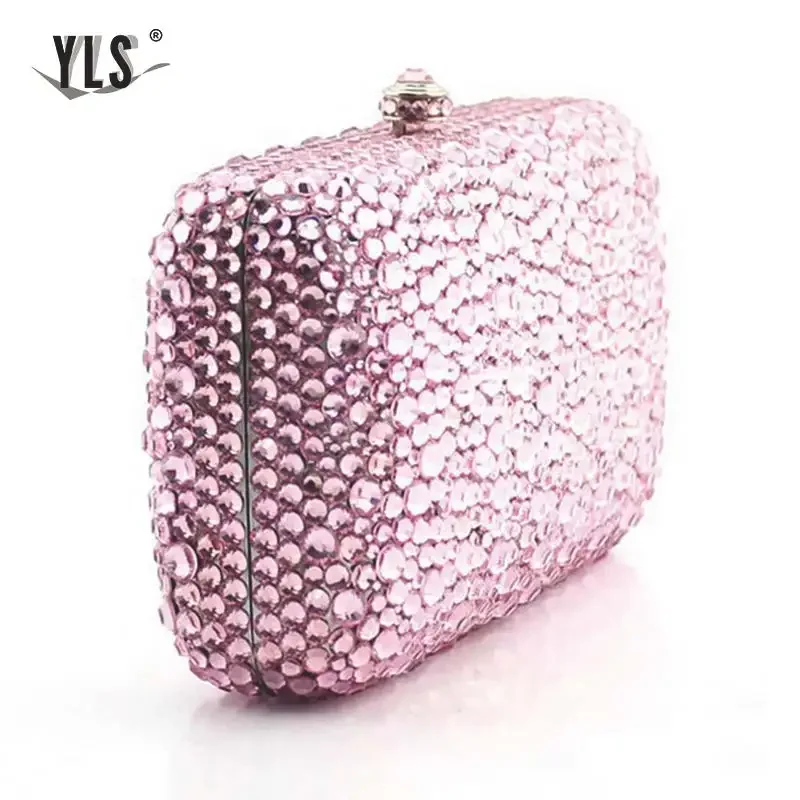 2024 New Torebki Damskie Renowned Designer Celebrity Luxury Party Banquet Diamond Pink Handbag Women\'s Cocktail Wedding Wallet