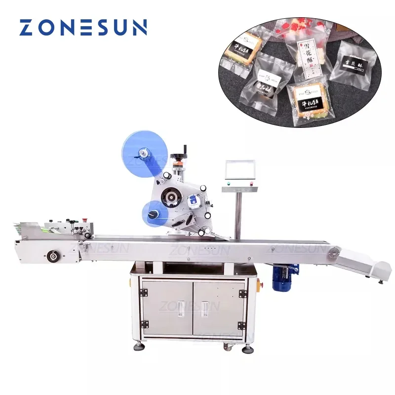 ZONESUN XL-T832 Automatic Sticker Adhesive Plane Bag Tag Food Paper Book Large Plastic Film Flat Packing Labeling Machine