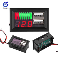 Dual USB 5V 2A Digital Voltmeter Voltage Tester 11.1V-12.6V 3S Lithium Battery/12V Acid Battery Capacity Indicator Power Meter