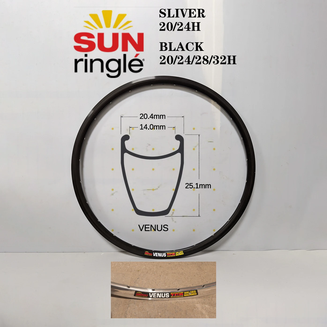 Sunringle VENUS road Bicycle rim 700C wagon rims V brake 20 24 32holes welding 29 Hoops