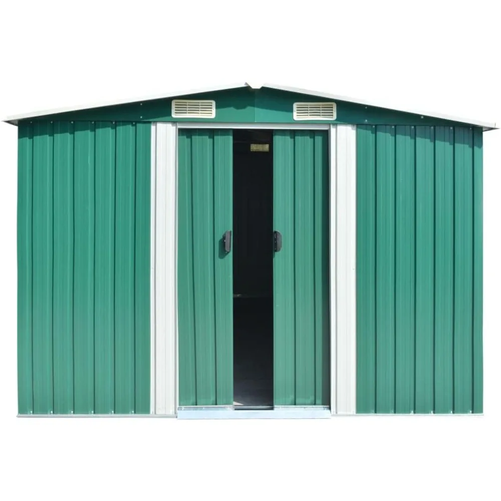 منازل جاهزة للتخزين في الهواء الطلق، سقيفة معدنية صغيرة، تخزين الأدوات، للحديقة، الفناء الخلفي، الفناء، سطح السفينة، سقيفة الحديقة 101.2x154.3x71.3 Me #2