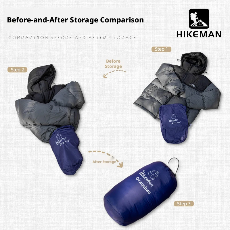 Hikeman Outdoor camping down jacket storage bag, travel portable drawstring bag, clothing organizing compression bag