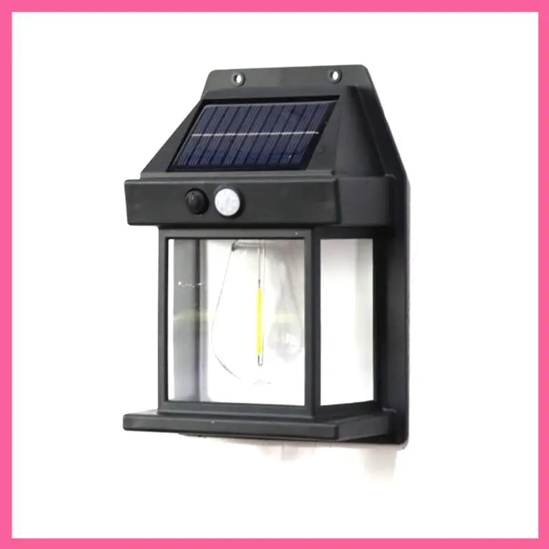 

HOT-1 PCS Black Solar Tungsten Bulb Wall Lamp Outdoor Waterproof Wall Lamp Solar Light