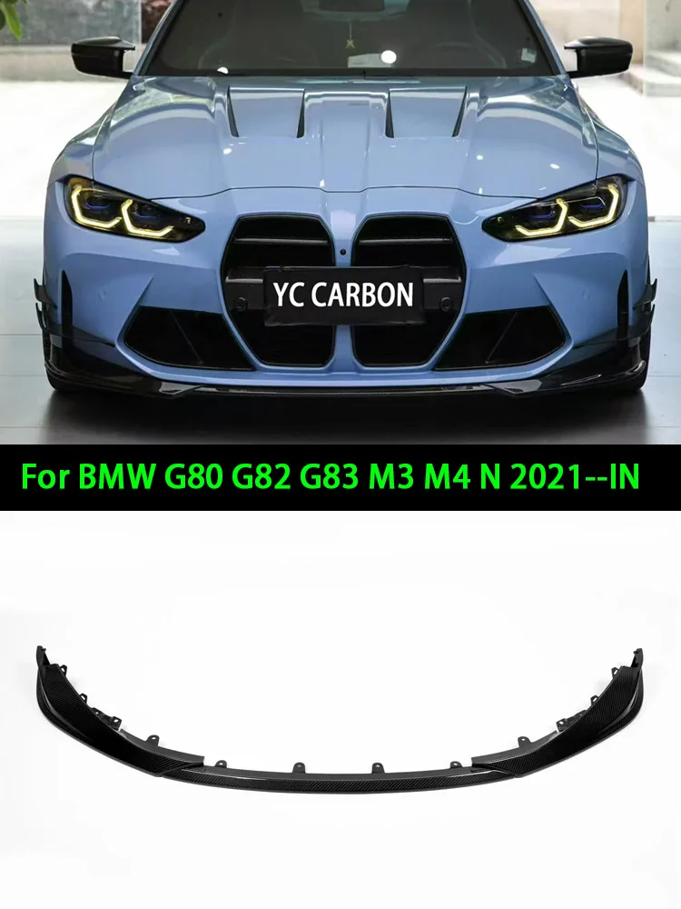 Real Dry Carbon Fiber Front Diffuser Bumper Lip for BMW G80 G81 G82 G83 2021-IN N Style 3Pcs/Set