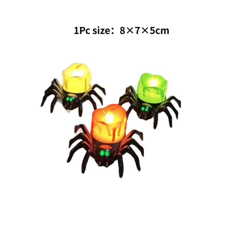 Halloween Spider LED Candle Lamp Horror Party Atmosphere Ornament Holiday Home Decor Gift