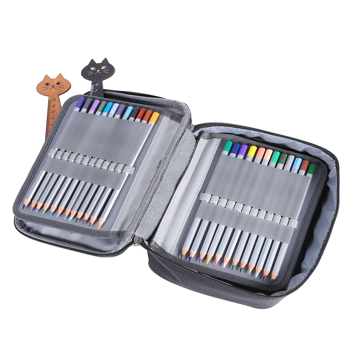 

1pcs Colored Pencil Bag Canvas Pencil Case Multifunctional Art Supplies Lightweight Portable Handle Strap Makeup for Girls