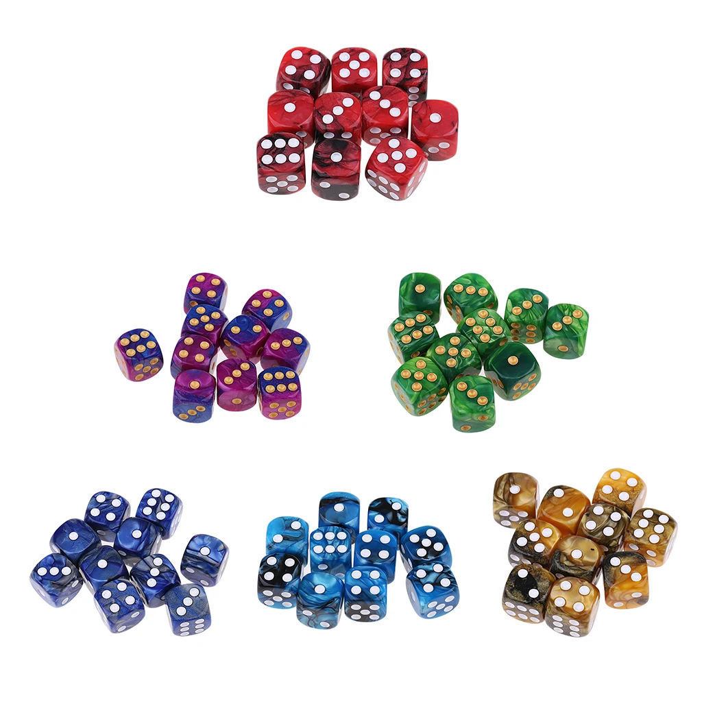 Pack of 10 D6 Dice Set 16mm for RPG Rounded Acrylic-Choice of 6 ColorS