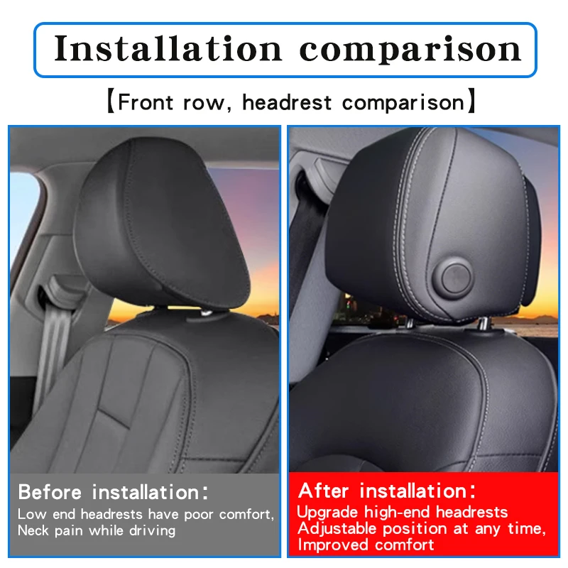 For Audi For Volkswagen Top Car Seat Headrest Travel Pillow Neck Pillow Leather Grade Soft Universal Adjustable Car Pillow Neck