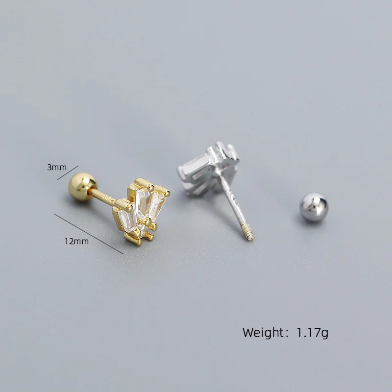 WANTME 925 Sterling Silver Bohemian Piercing Screw Bead Stud Earrings for Women Fashion European Ear Bone Jewelry Accessories