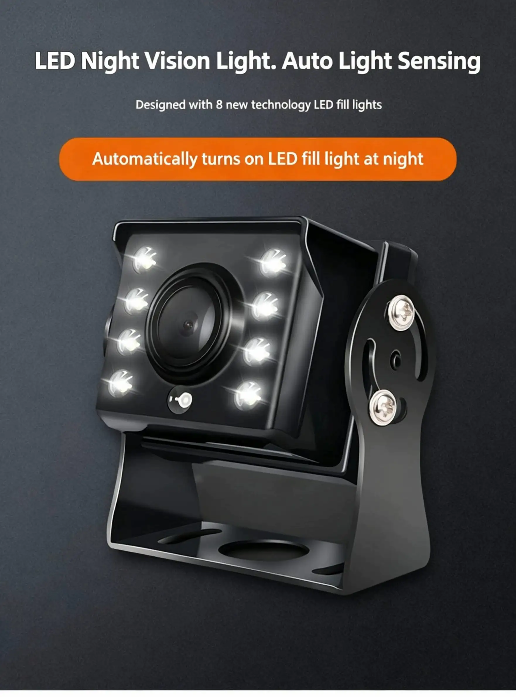 HD Truck Rear View Camera with LED Fill Lights, 90° Adjustable Angle,12V 24V Wide Voltage Backup Cam for Bus Coach Trailer Lorry