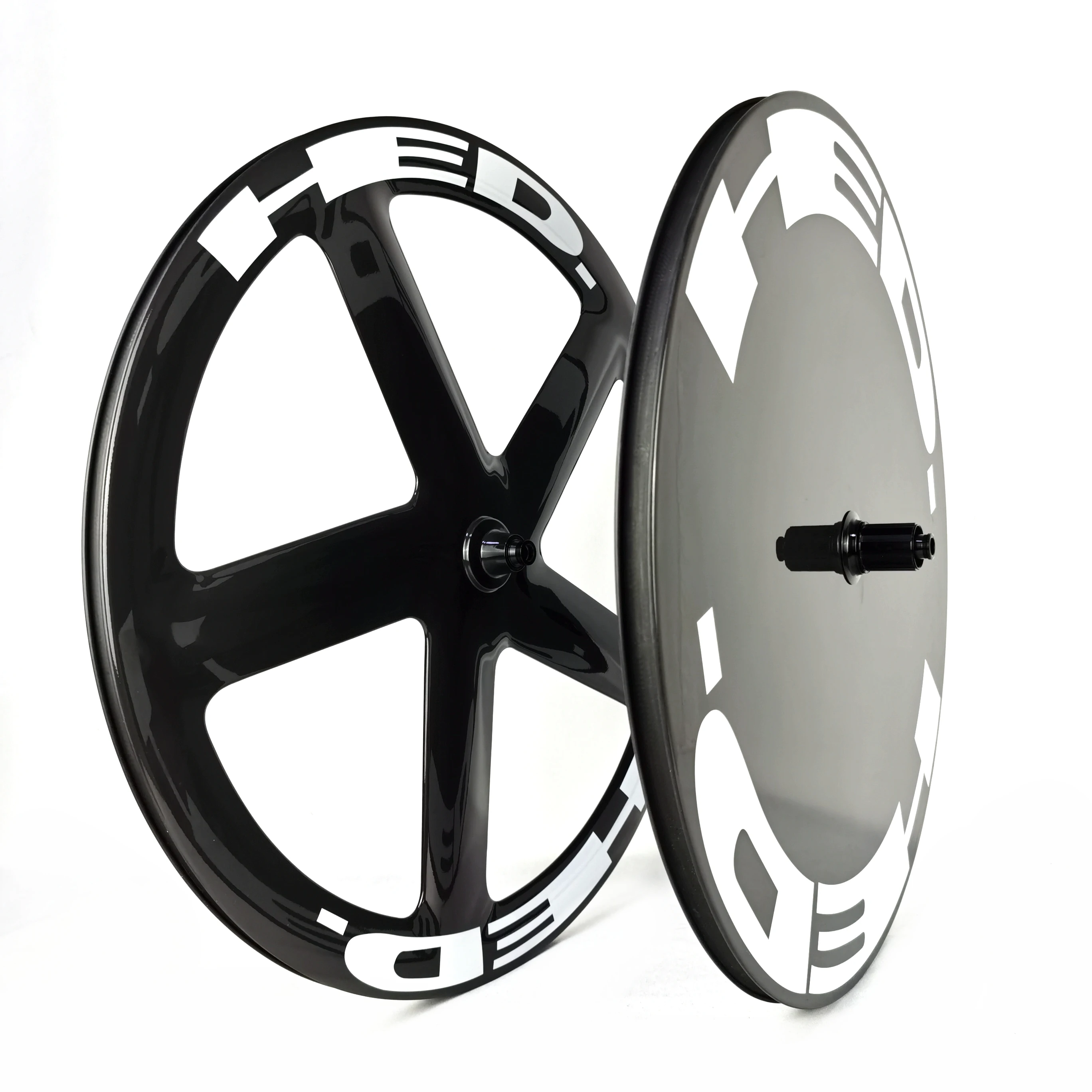 700C Track/Road Carbon Fiber Wheel Set For Road Bicycles Front Five-spoke/ Rear Disc Wheel Closed Disc Brakes/ Rim Brake Wheels