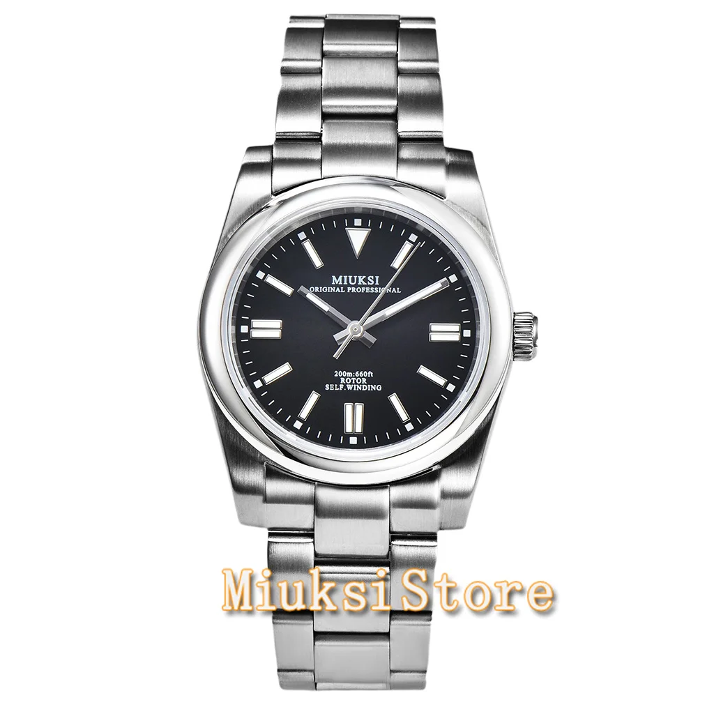 MIUKSI 36mm/40mm Silver Stainless Steel Watch Case Sapphire Glass Fit Men's Mechanical Wristwatches NH35 Automatic Movement