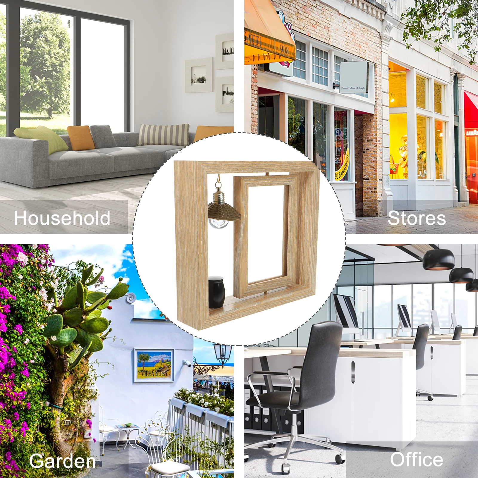 

1Set Rotating Memorial Photo Frame Bamboo Wooden Picture Frame Tabletop Ashes Urn Exquisite Craft Stable Base Wooden Frames