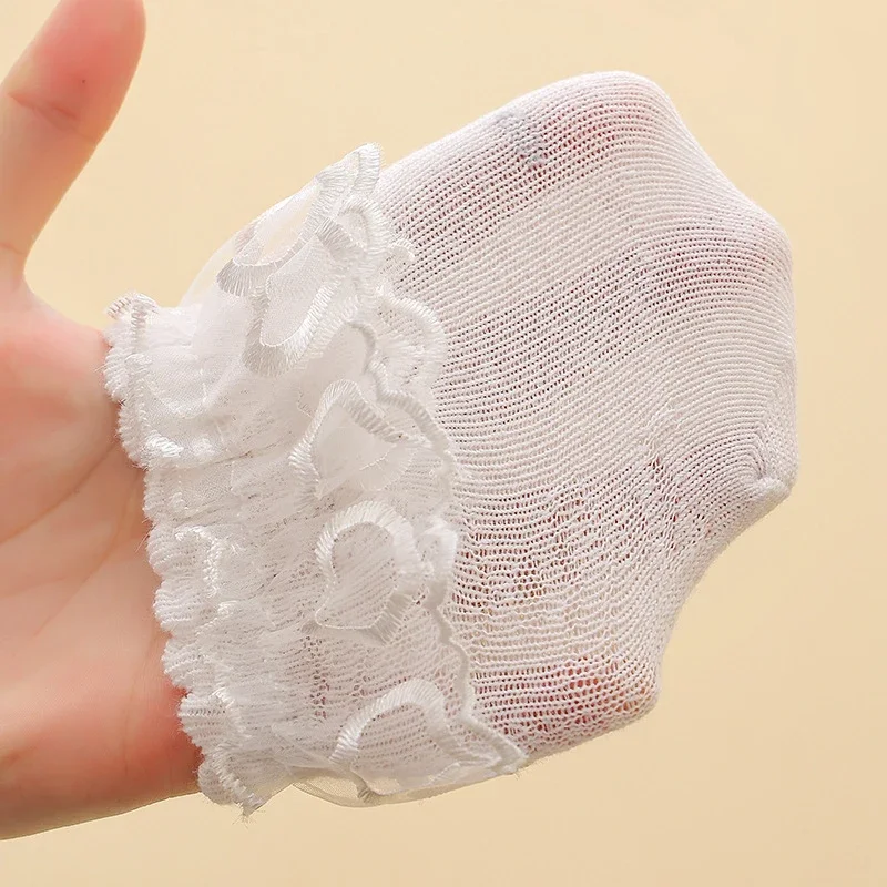 White Lace Ruffle Socks Girls Princess Dancing Sock Hollow Breathable Kids Summer Cotton Sock Soft Comfortable Children Footwear