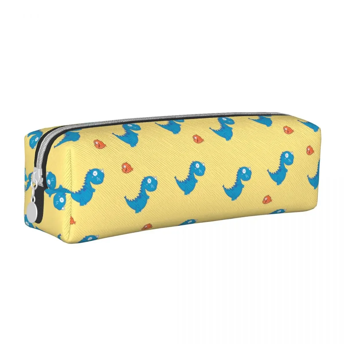 Cute Cartoon Fish Pencil Case, Yellow Pen Holder Bags para meninas e meninos, grande armazenamento, dinossauros, adequado para estudantes, presente da escola