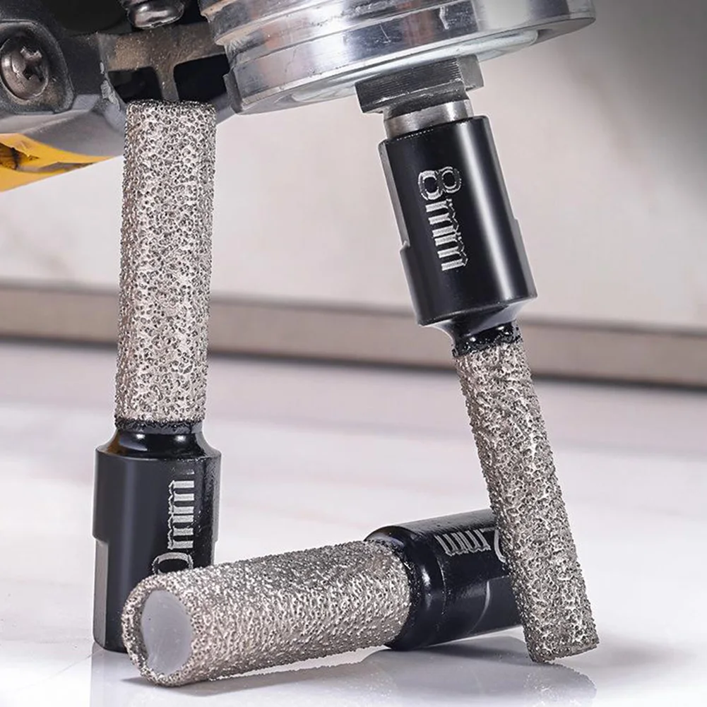 1/4Pcs Angle Grinder Opener Emery Drill Bit Glass Drilling Hard Plastic Cutting M10- Thread Vacuum Brazed Tip Dry Drilling
