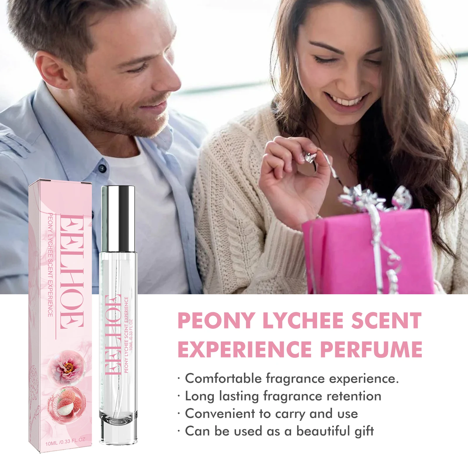 Парфюм Peony Lychee Scent Experience для женщин, жидкий цветочный аромат, стойкий аромат, портативный шариковый 10 мл (0,33 унции)