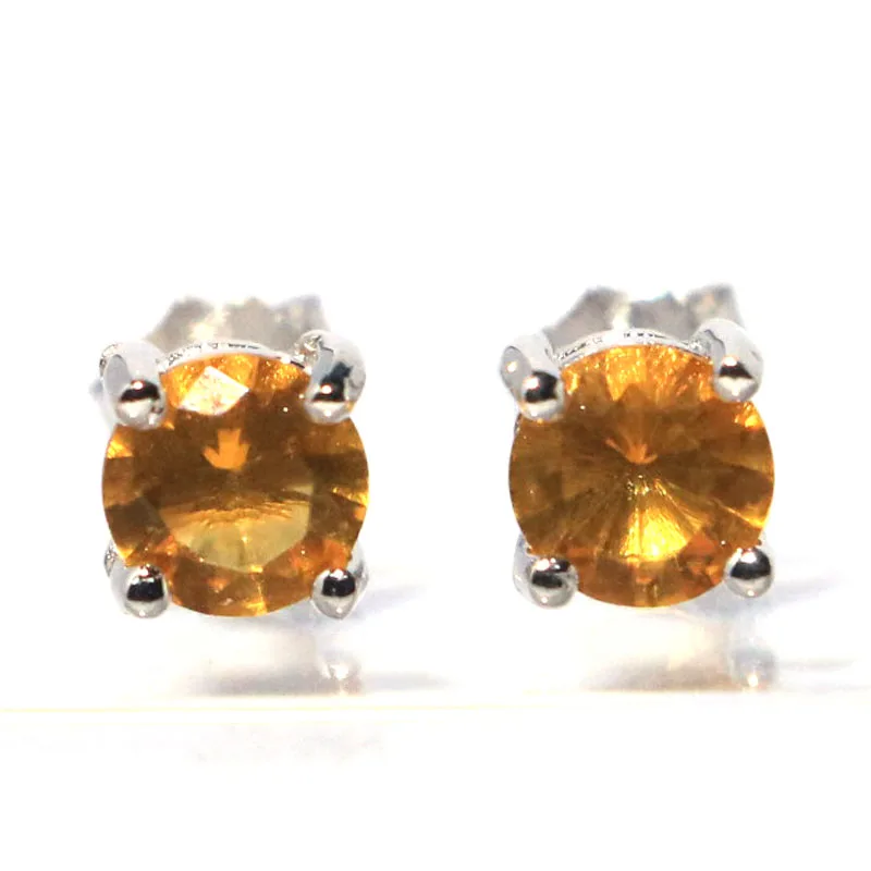 

Buy 3 Get 1 Free 5x5mm 1.3g Real 925 Solid Sterling Silver Earrings Golden Citrine Violet Tanzantie Gift For Girls