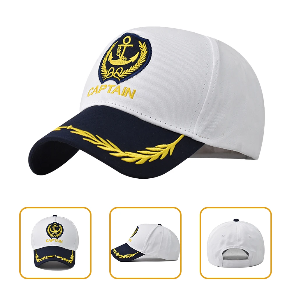

2 Pcs Navy Captain Hats Adjustable Breathable Baseball Cap for Men Women Sailor Costume Marine Prop Boating Accessories
