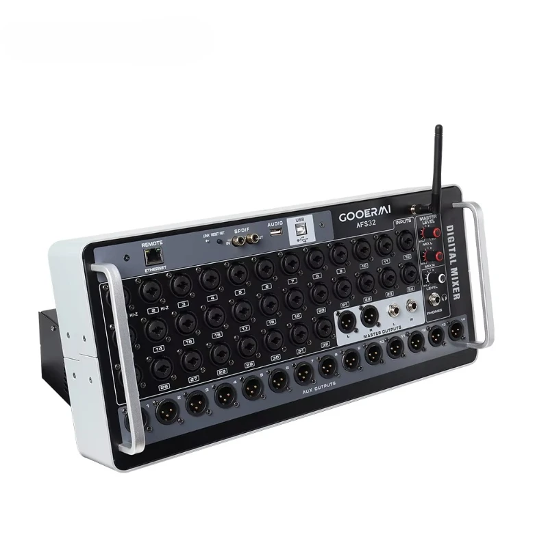 

AFS32CH Rackmount Digital Music Console Mixer Stage Performance 5-Band EQ Singing Tool with WIFI Connection Durable Metal