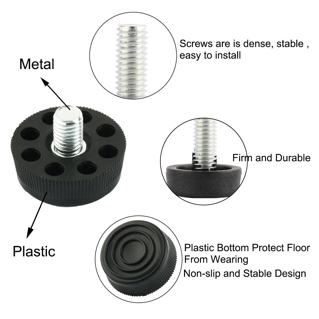 8pcs 30xM8x10 Adjustable Leveling Foot Furniture Desk Sofa Adjustable Leveling Threaded Glide Feet Cabinet Table Floor Protector