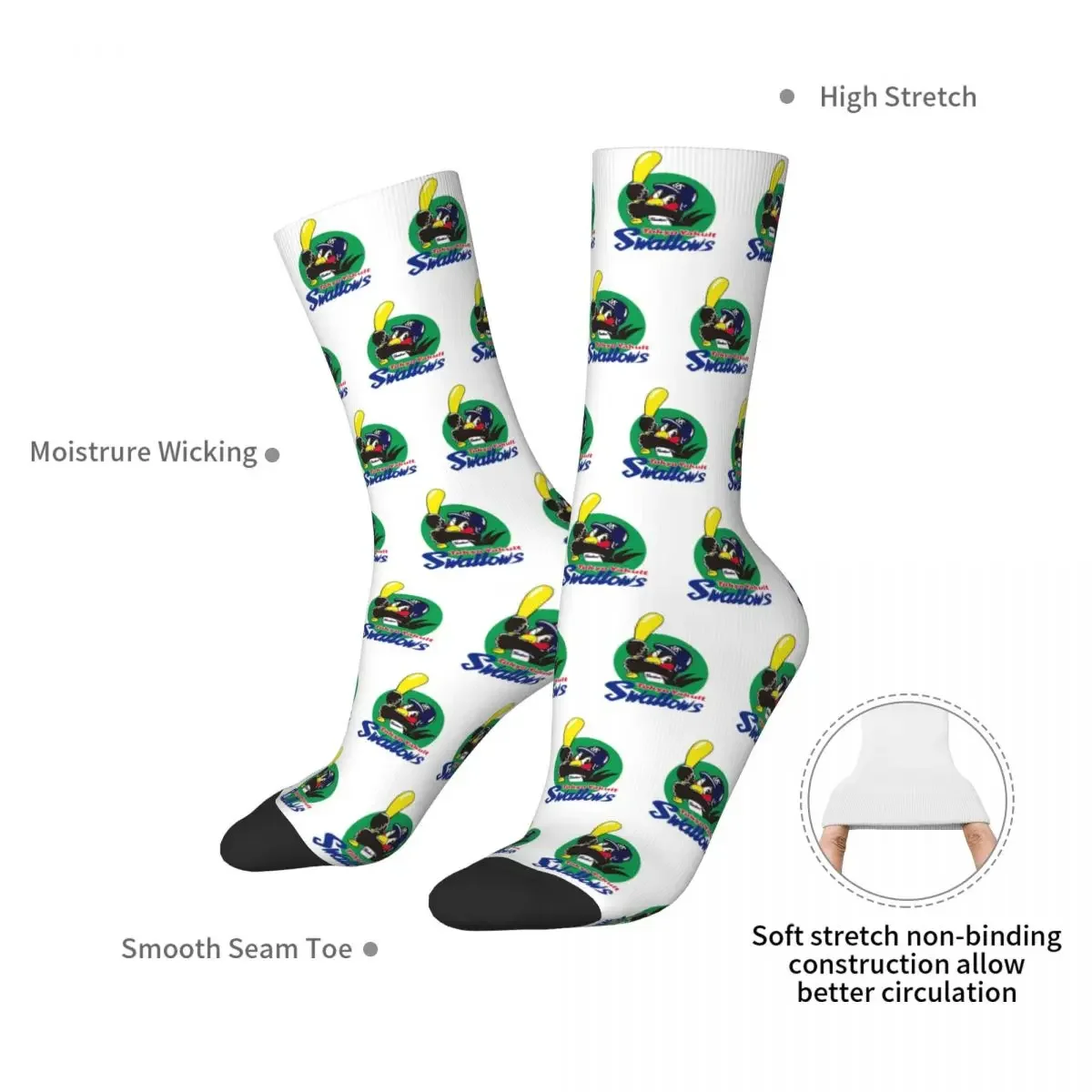 Tokyo Yakult Swallows Socks Harajuku High Quality Stockings All Season Long Socks Accessories for Unisex Gifts