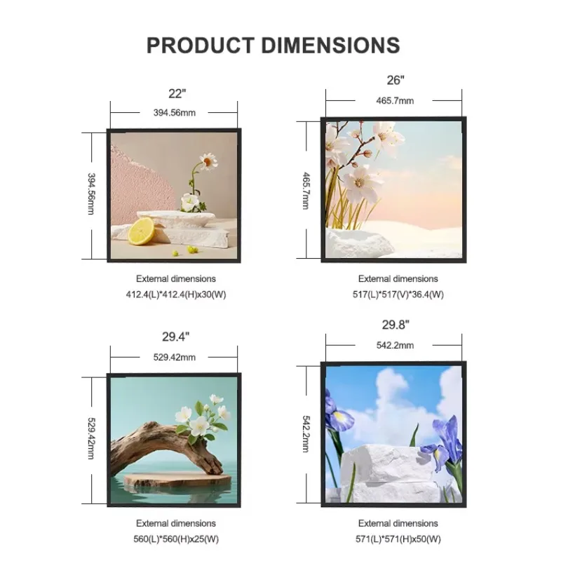 Square digital signage display LCD Android screen 1900 * 1900 wall-mounted advertising player panel, suitable for stores