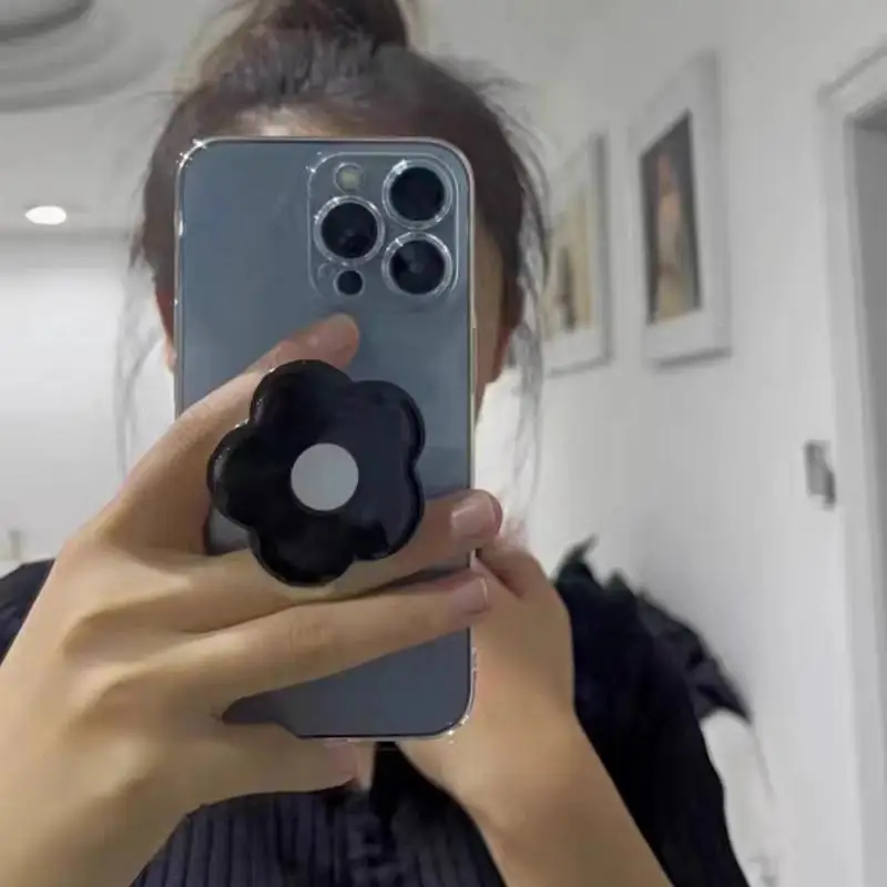 Case For OPPO A98 Reno 10 5G 10 Pro Plus 8T 4 2F 7Z 8Z 5Z 6Z 8 5G 5 6 Lite A58 A78 A1K Cover Clear TPU Black Flower Cat Holder