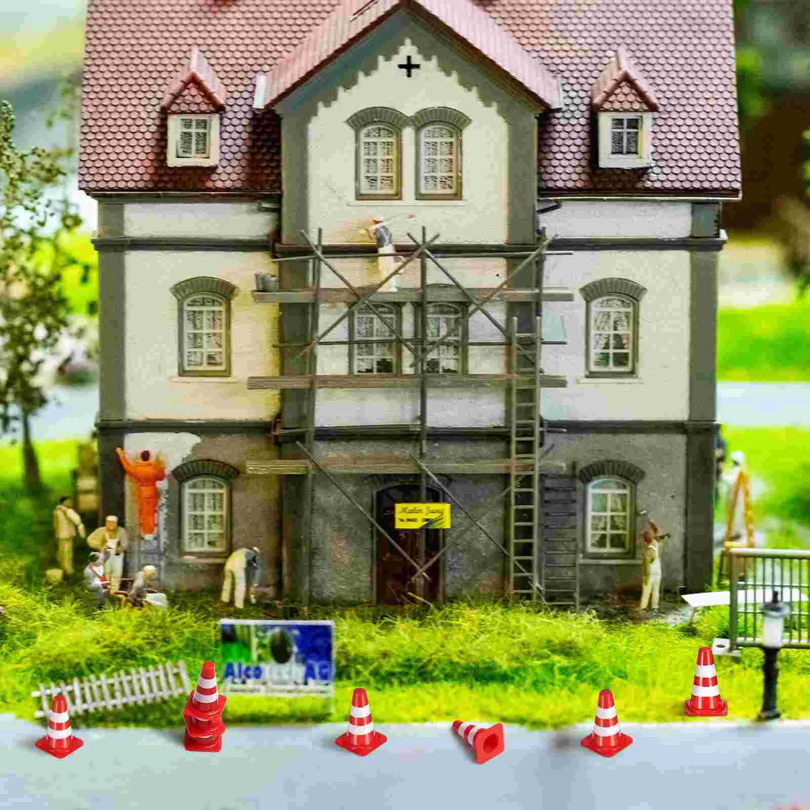 50 Pcs Roadblock Simulation Props Mini Parking Cones Traffic Miniature Safety Roadblocks Toys